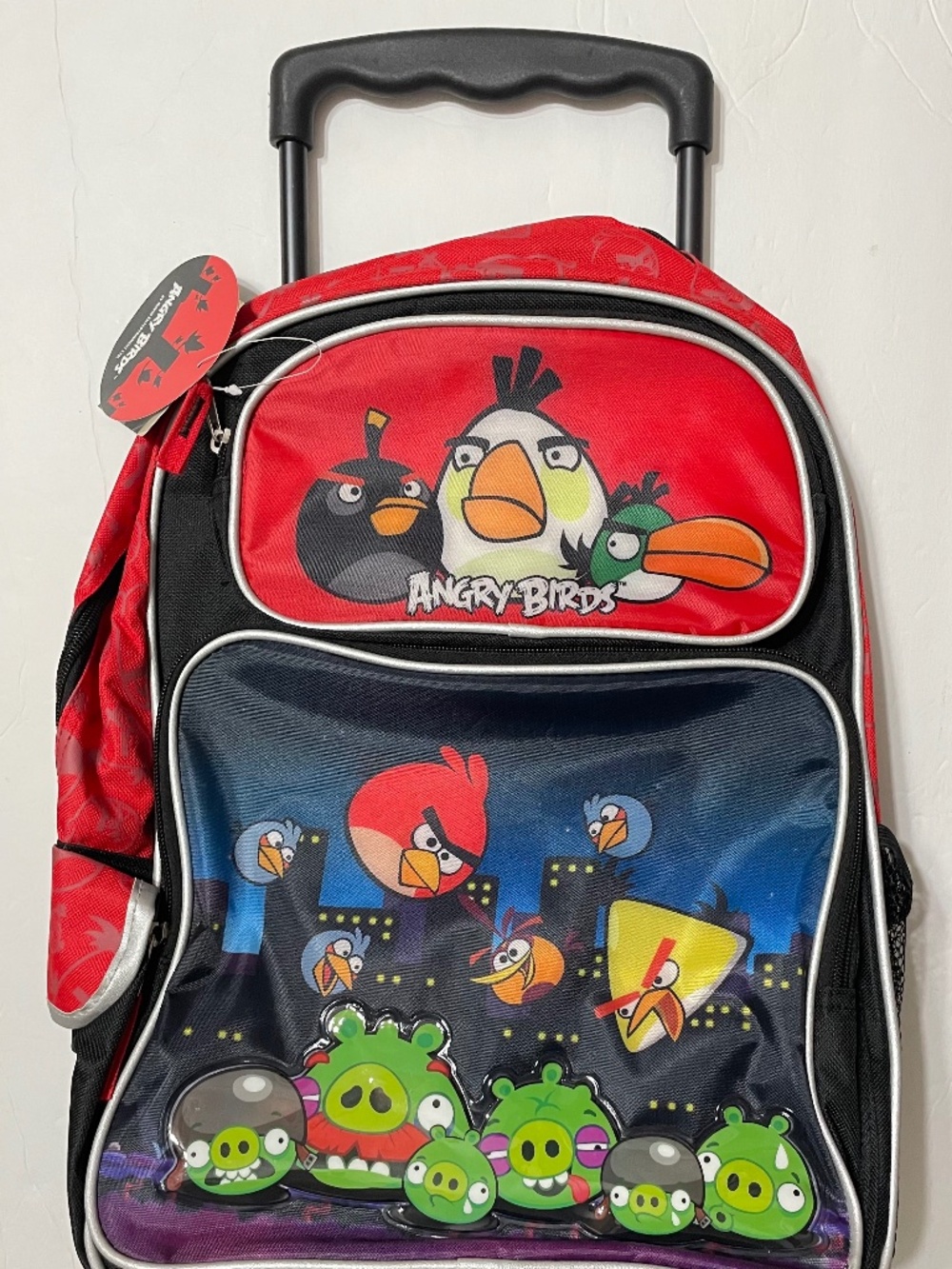 Angry Birds 16" Large Rolling Backpack,Red &Blue New School Bag,New With Tag!